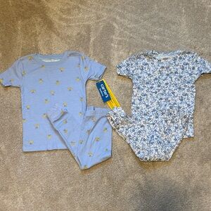 Carter's 3T Blue and Floral Kids Pajama Set
